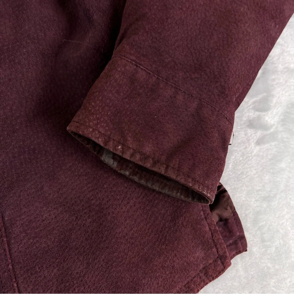 A.M.I Suede Jacket Leather Size Large Womens Purple Button Satin 70s Style - Picture 13 of 16
